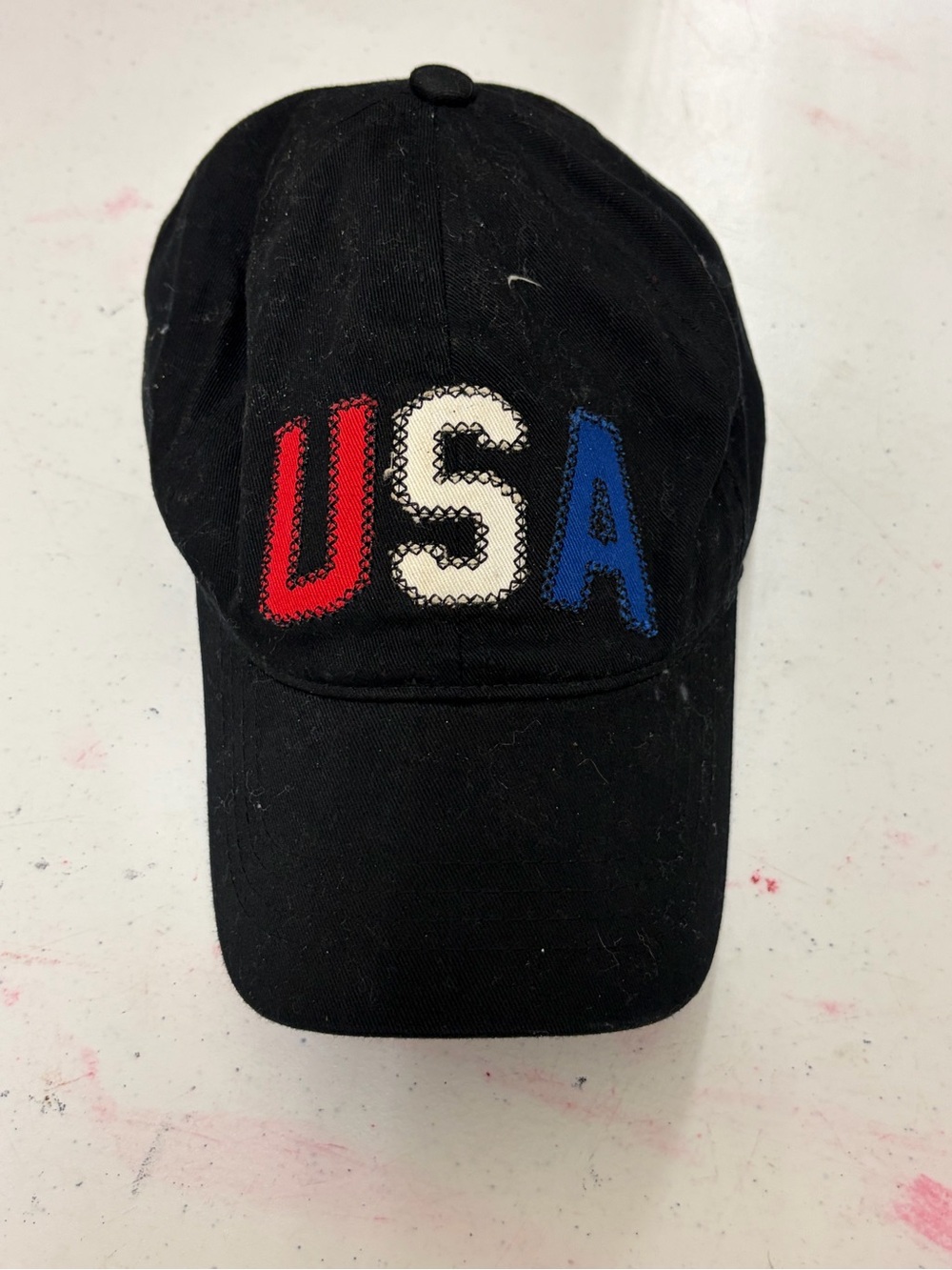 David and Young Black Baseball Cap with Red White Blue USA Patch